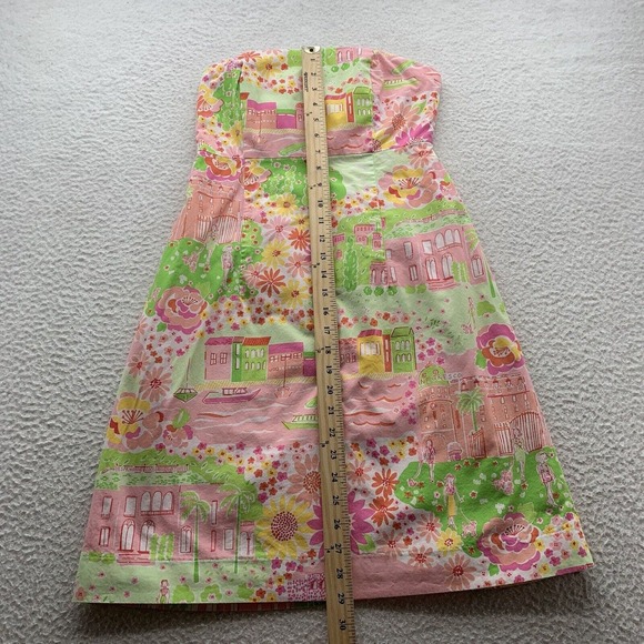 Lilly Pulitzer Strapless Dress Sz‎ 2 Back Tie Negresco Spring 05 French Riviera - Picture 10 of 16